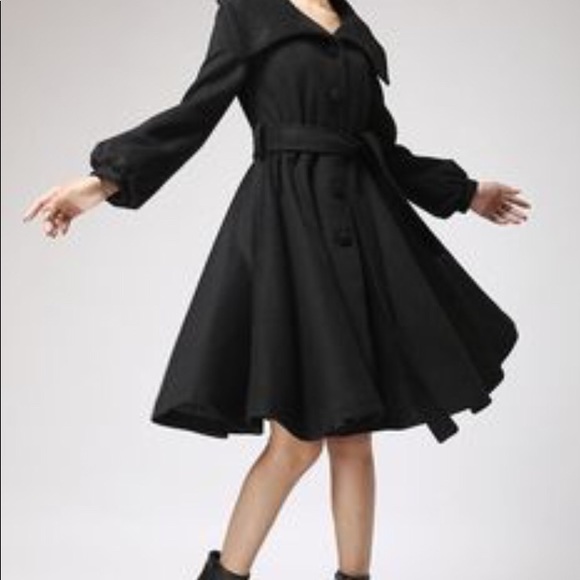 Isaac Mizrahi Dresses & Skirts - Vintage Black Wool Crepe Trench Coat Dress